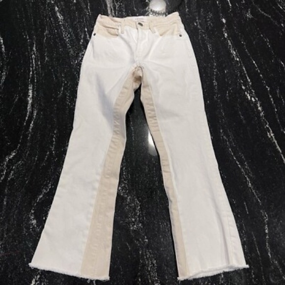 FRAME Le Crop Mini Boot LCMBSM009 Cropped Jeans White Cream Women’s Size 26 $265 - Picture 2 of 8